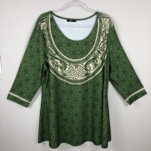 Lily Plus 2XL Celtic Green Long Sleeve Tunic Top